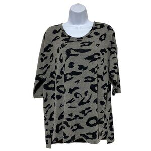 Women's Plus Size 1X Pullover Top Half Sleeve Multi-Color Design By-Questions